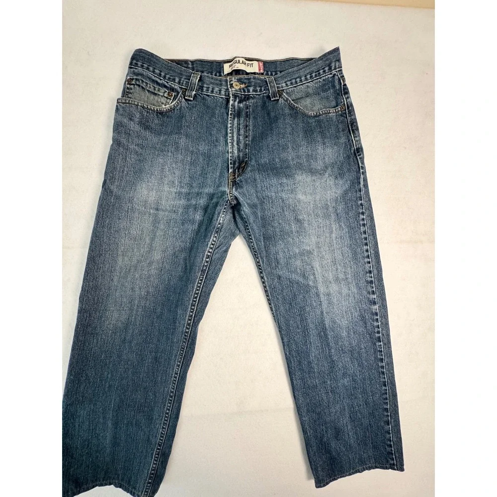 Levis 505 Regular Fit Mens Blue Medium Wash Straight Leg Denim Jeans W36 L30